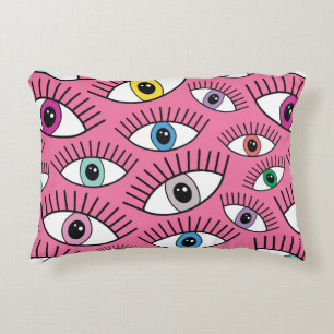Magic pattern with colourful eyes. Mystic backgrou Accent Pillow