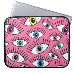 Magic pattern with colourful eyes. Mystic backgrou Laptop Sleeve