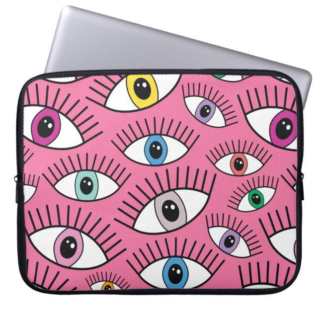 Magic pattern with colourful eyes. Mystic backgrou Laptop Sleeve (Front)