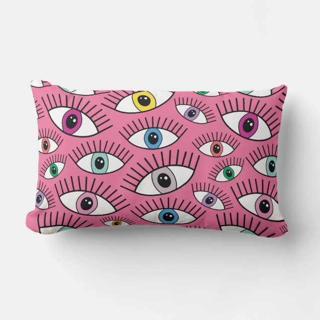 Magic pattern with colourful eyes. Mystic backgrou Lumbar Pillow (Front)