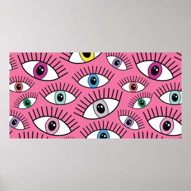 Magic pattern with colourful eyes. Mystic backgrou Poster (Front)