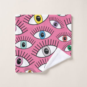 Magic pattern with colourful eyes. Mystic backgrou Wash Cloth