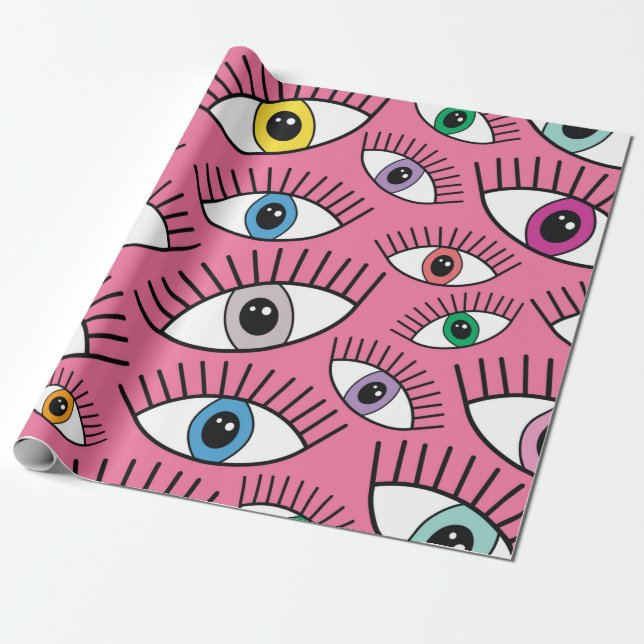 Magic pattern with colourful eyes. Mystic backgrou Wrapping Paper (Unrolled)