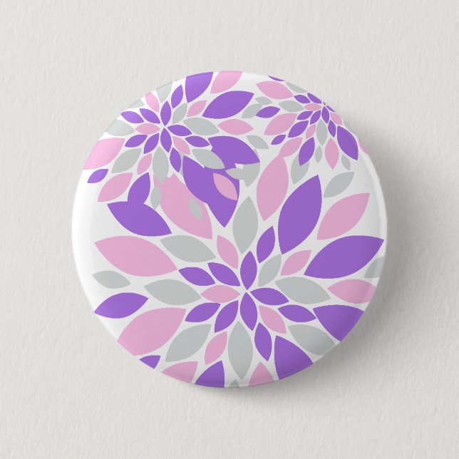Magic Petals Purple Flowers 2 Inch Round Button (Front)