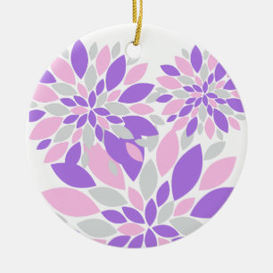 Magic Petals Purple Flowers Ceramic Ornament