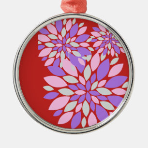 Magic Petals Purple Flowers Metal Ornament