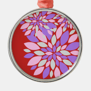 Magic Petals Purple Flowers Metal Ornament