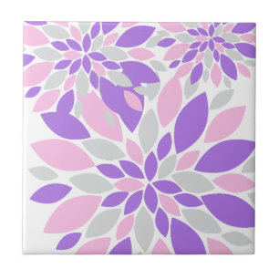 Magic Petals Purple Flowers Tile