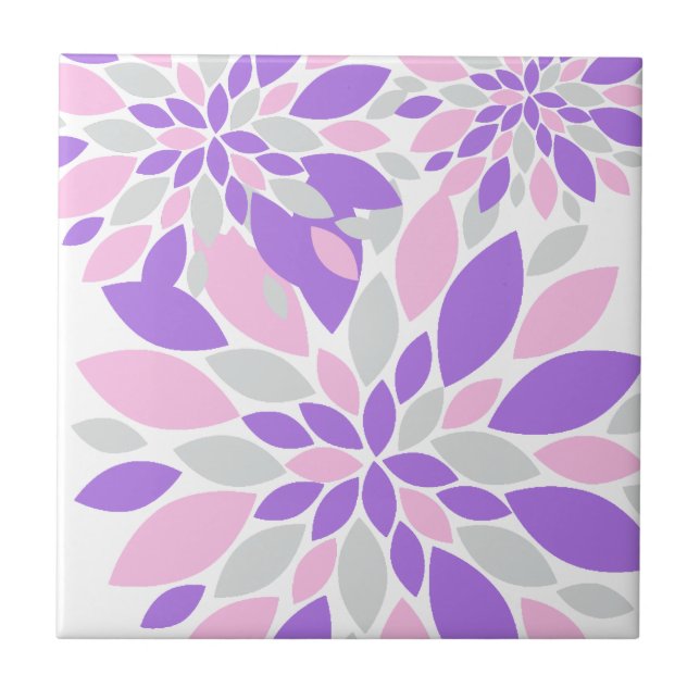 Magic Petals Purple Flowers Tile (Front)