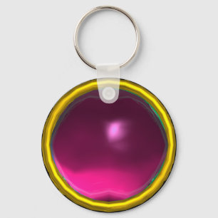 MAGIC PINK FUCHSIA AMETHYST GEM STONE KEYCHAIN