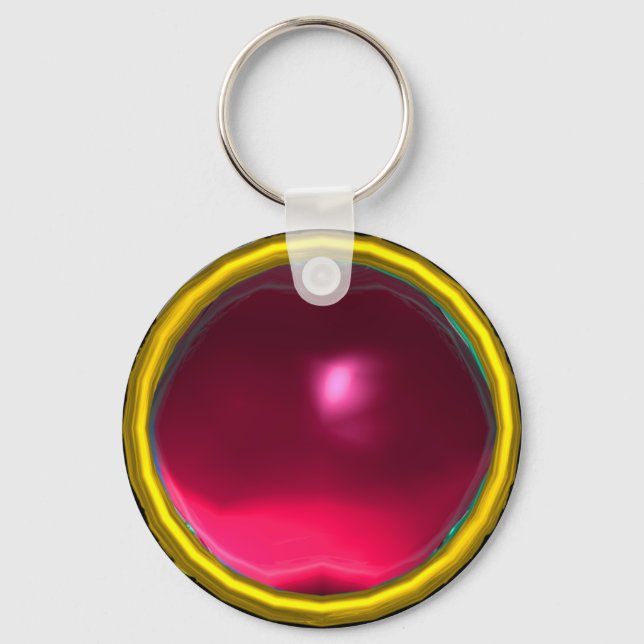 MAGIC PINK FUCHSIA RUBY GEMSTONE KEYCHAIN (Front)