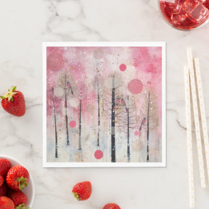 Magic Pink Winter Songbird Sanctuary Napkin