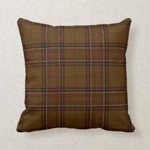 Magic Plaid Brown Throw Pillow