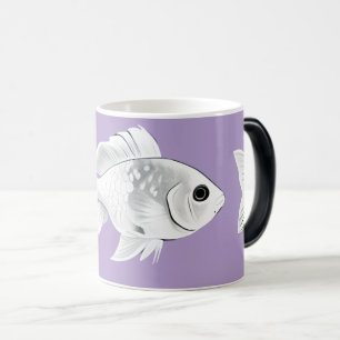 Magic Poisson doré blanc sur un mug à fond lavande