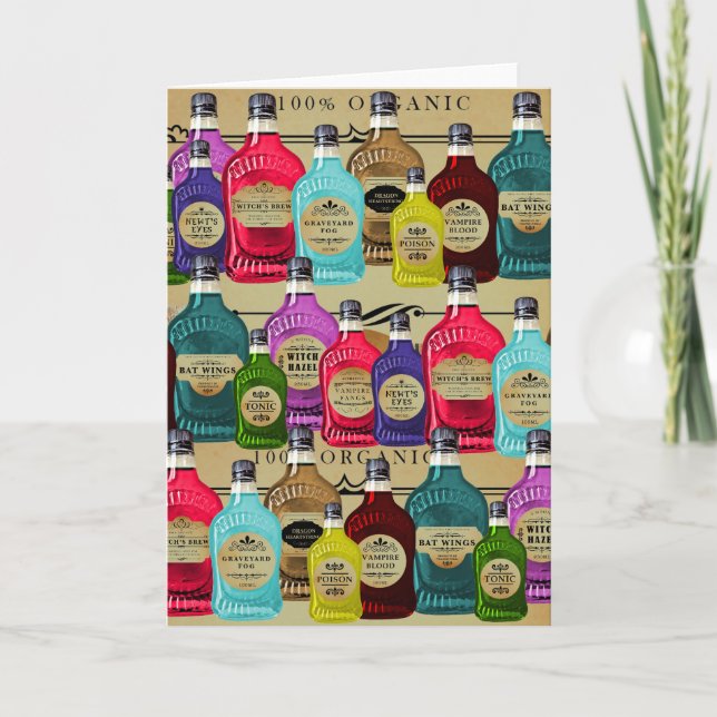 Magic Potion Apothecary Halloween Tonic Bottles Card (Front)