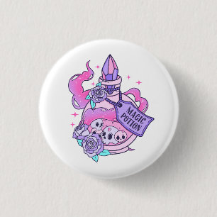 Magic Potion Cute Pink Halloween Potion Bottle 1 Inch Round Button