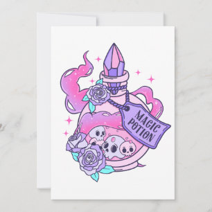 Magic Potion Cute Pink Halloween Potion Bottle Invitation
