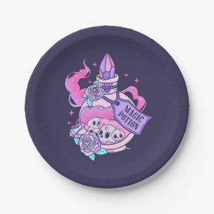 Magic Potion Cute Pink Halloween Potion Bottle Paper Plate
