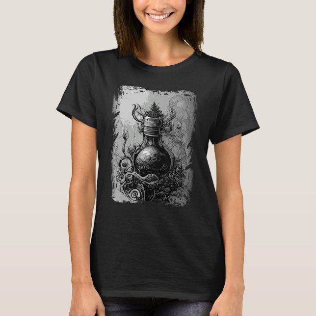 Magic Potion Occult Horror Illustration Gothic Wit T-Shirt (Front)