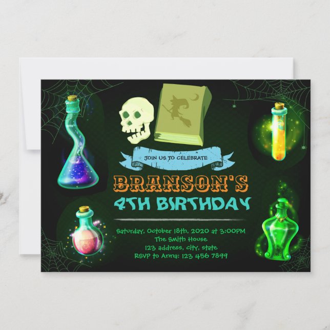 Magic potion party invitation (Front)
