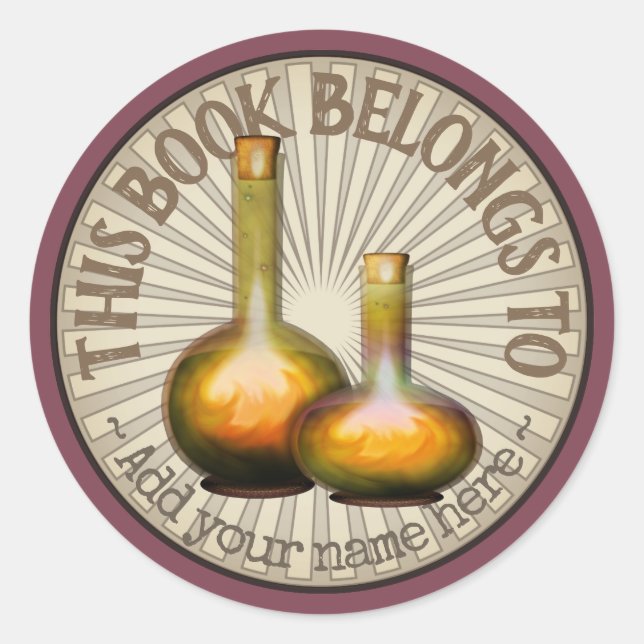 Magic Potions Bookplate Classic Round Sticker (Front)