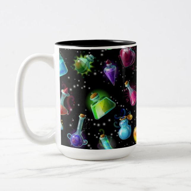 Magic Potions Pattern Two-Tone Coffee Mug (Left)