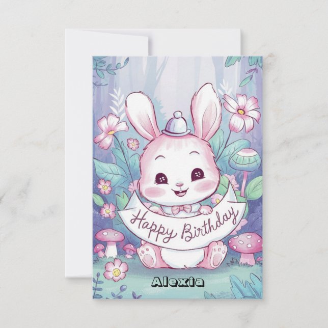 Magic Pretty Bunny Digital Birthday  Card (Front)