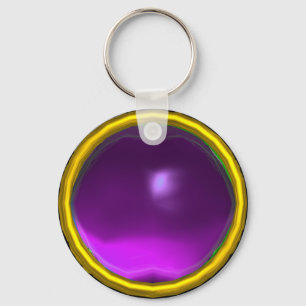 MAGIC PURPLE AMETHYST GEM STONE KEYCHAIN