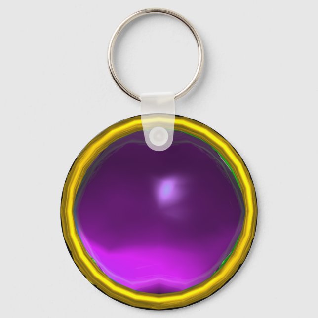 MAGIC PURPLE  AMETHYST GEM STONE KEYCHAIN (Front)
