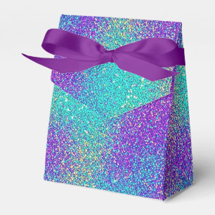 Magic Purple Turquoise Sparkling Glittery Gradient Favor Box