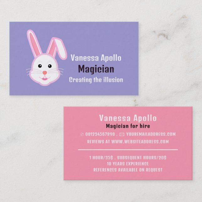 Magic Rabbit, Magician Business Card (Front/Back)