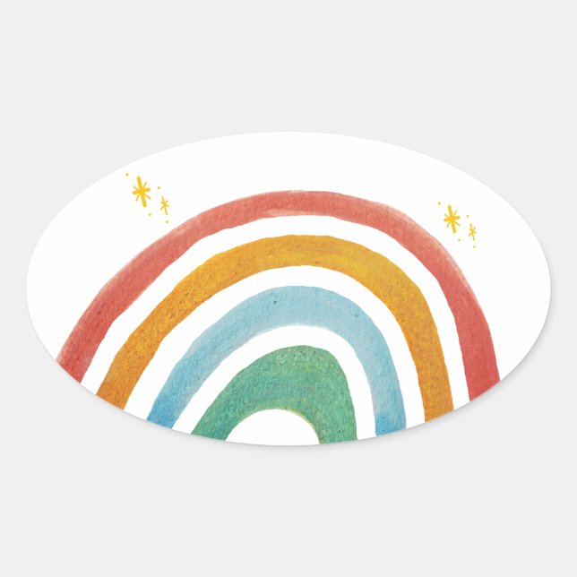 Magic Rainbow Oval Sticker (Front)