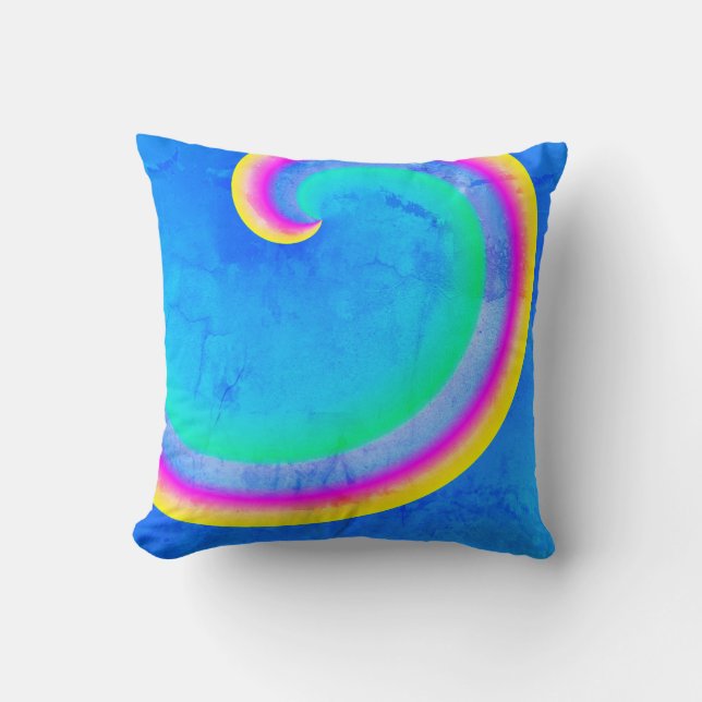 Magic Rainbow Wave Curl Blue Cushion (Front)