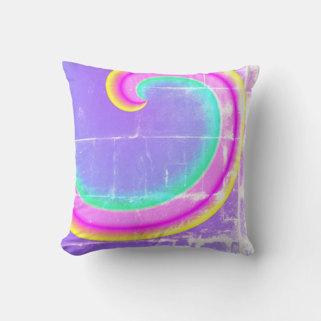 Magic Rainbow Wave Curl Pink Purple Cushion (Front)