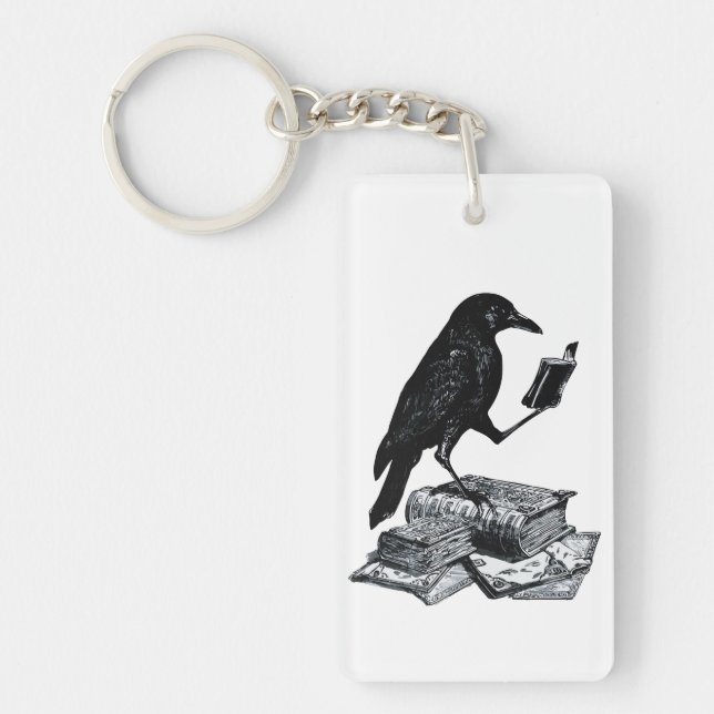 Magic Raven with Academic Books Keychain (Front)
