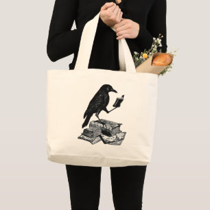 Magic Raven with Academic Books Large Tote Bag