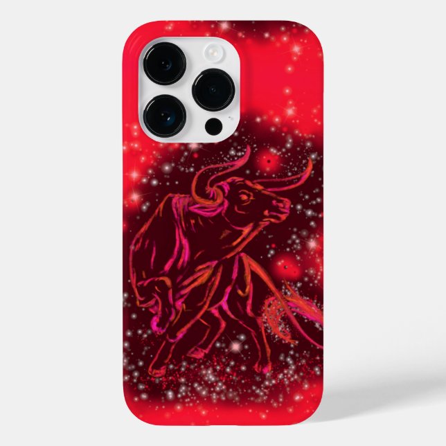 Magic Red Bull Running iPhone Case Starry Night (Back)