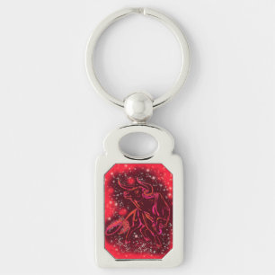 Magic Red Neon Bull Running - Amazing Starry Night Keychain
