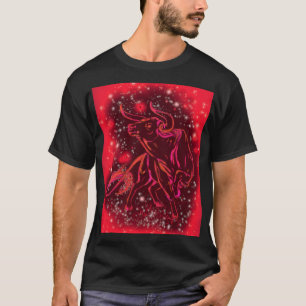 Magic Red Neon Bull Running Fantastic Starry Night T-Shirt