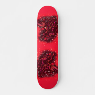 Magic Red Neon Bulls Running Amazing Starry Night Skateboard