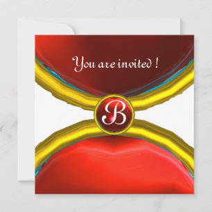 MAGIC RINGS ,MONOGRAM gem red Invitation