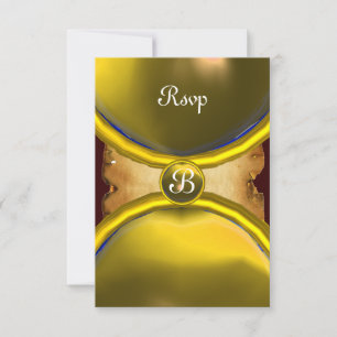 MAGIC RINGS ,MONOGRAM parchment rsvp gem yellow Invitation