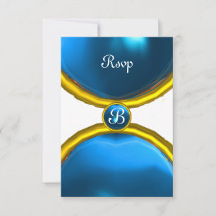 MAGIC RINGS ,MONOGRAM rsvp gem blue Invitation
