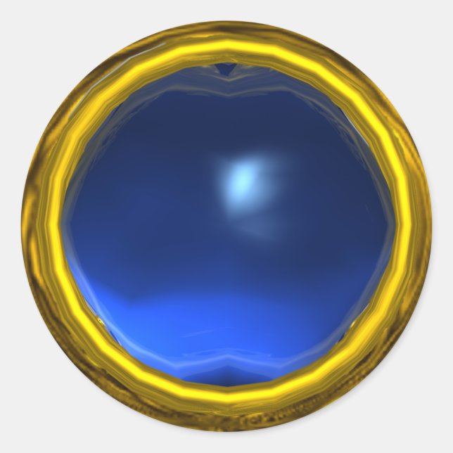 MAGIC SAPPHIRE , bright vibrant blue yellow Classic Round Sticker (Front)