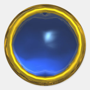 MAGIC SAPPHIRE , bright vibrant blue yellow Classic Round Sticker