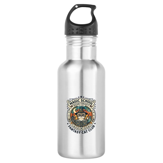 Magic School Fantasy Cat Cute Kitty Design - Magic 532 Ml Water Bottle (Front)