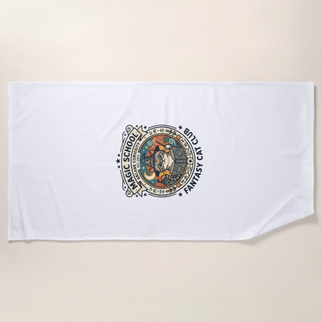 Magic School Fantasy Cat Cute Kitty Design - Magic Beach Towel (Front)