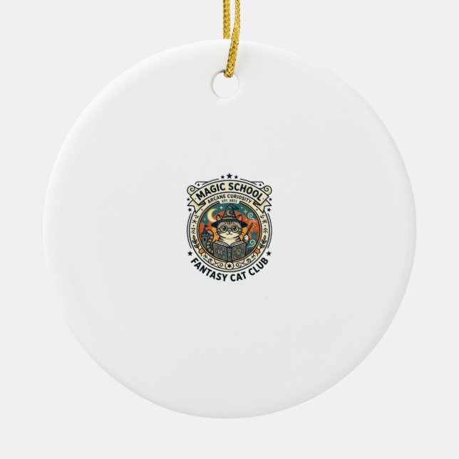 Magic School Fantasy Cat Cute Kitty Design - Magic Ceramic Ornament (Front)