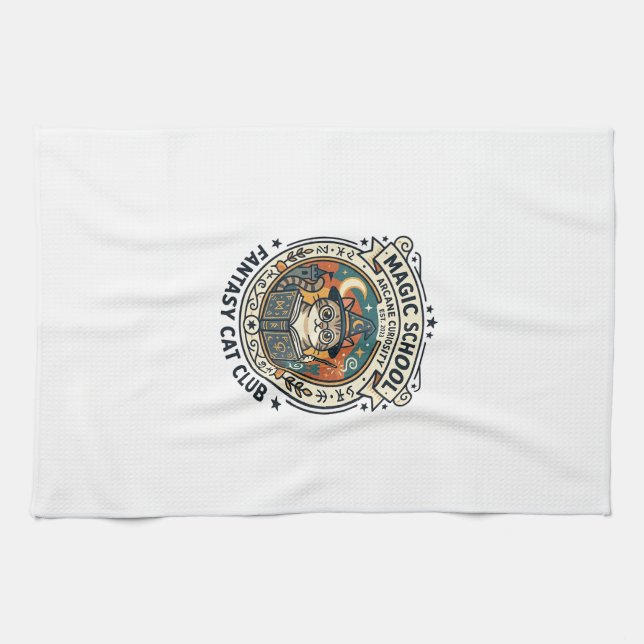 Magic School Fantasy Cat Cute Kitty Design - Magic Kitchen Towel (Horizontal)