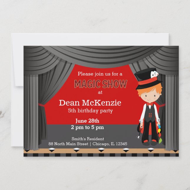 Magic Show birthday party Invitation (Front)